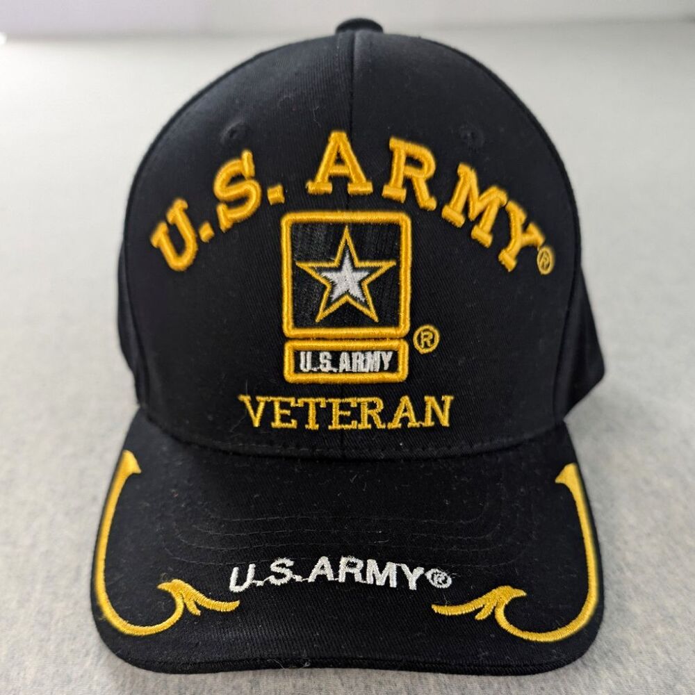U.S. Army Veteran Black Adjustable Baseball Cap Hat 100% Cotton